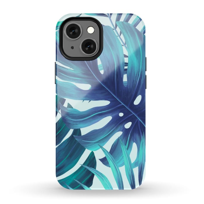 iPhone 13 mini StrongFit blue Fern leaves by haroulita