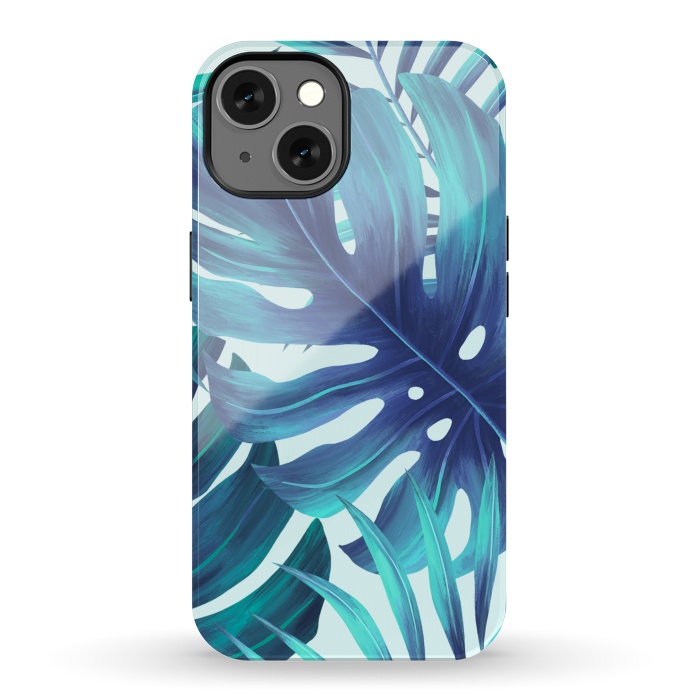 iPhone 13 StrongFit blue Fern leaves by haroulita