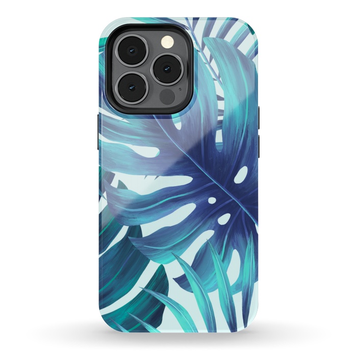 iPhone 13 pro StrongFit blue Fern leaves by haroulita