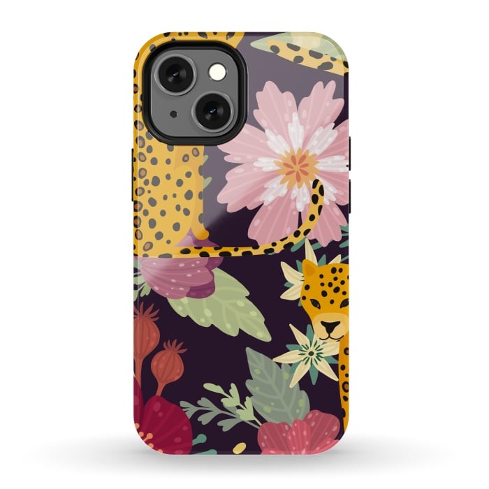 iPhone 13 mini StrongFit floral leopard by haroulita