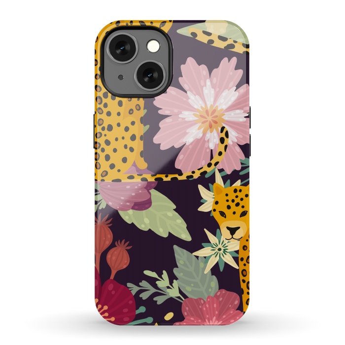 iPhone 13 StrongFit floral leopard by haroulita