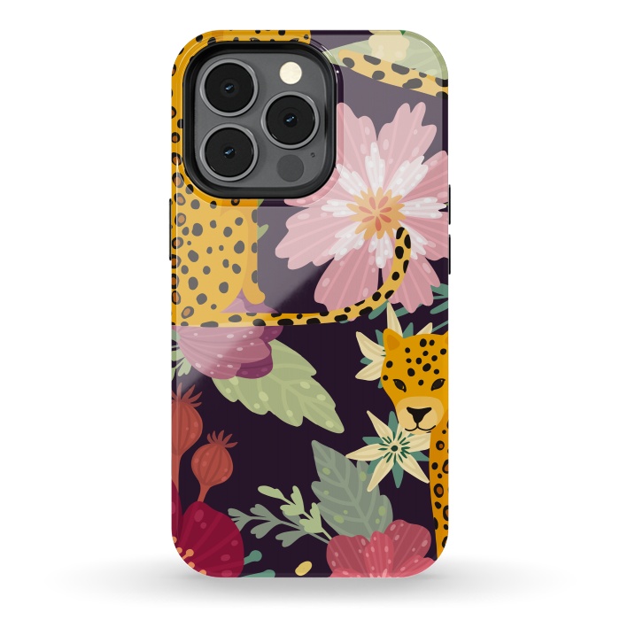 iPhone 13 pro StrongFit floral leopard by haroulita