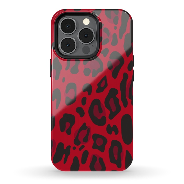 iPhone 13 pro StrongFit red animal print by haroulita