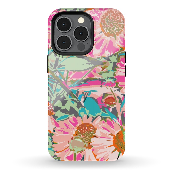 iPhone 13 pro StrongFit Pink Sunflowers Pattern by Uma Prabhakar Gokhale