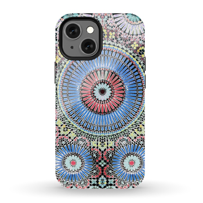 iPhone 13 mini StrongFit Colorful Moroccan inspired mosaic tiles by Oana 