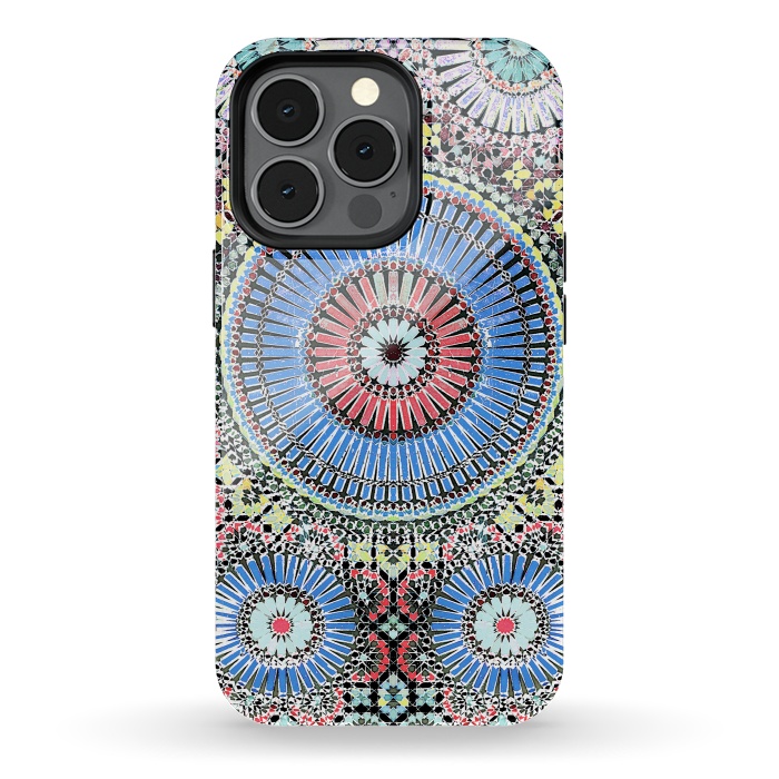 iPhone 13 pro StrongFit Colorful Moroccan inspired mosaic tiles by Oana 