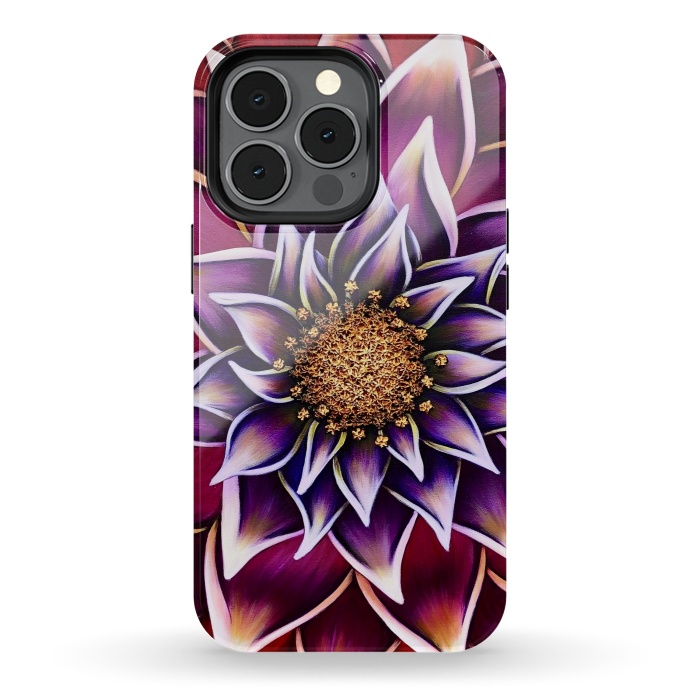 iPhone 13 pro StrongFit Gilded Dahlia by Denise Cassidy Wood