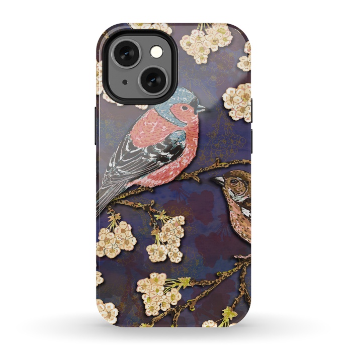 iPhone 13 mini StrongFit Chaffinches in Cherry Blossom by Lotti Brown