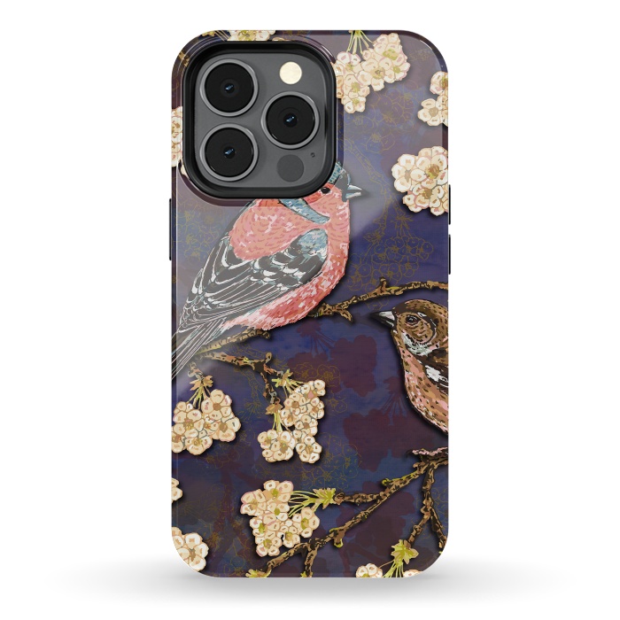 iPhone 13 pro StrongFit Chaffinches in Cherry Blossom by Lotti Brown