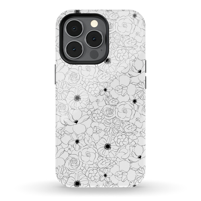 iPhone 13 pro StrongFit Black and white meadow by Martina