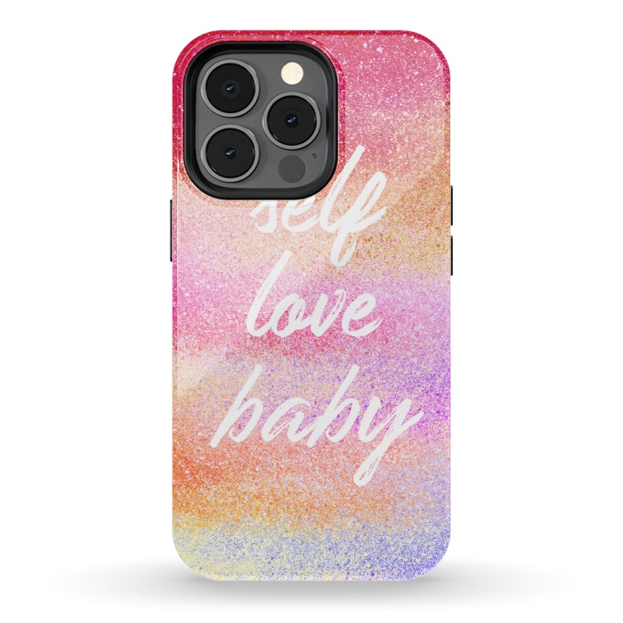 iPhone 13 pro StrongFit Self Love colorful gradient glitter by Oana 