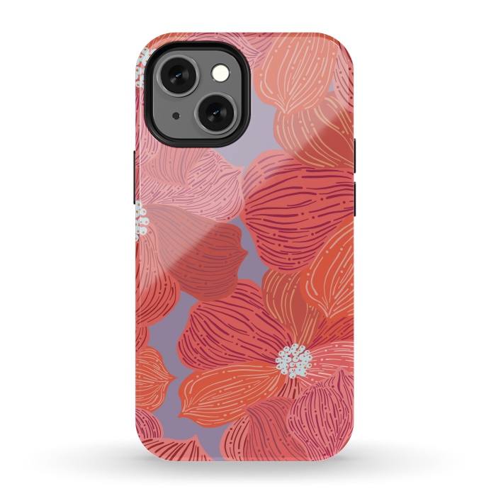 iPhone 13 mini StrongFit Coral floral by Nina Leth