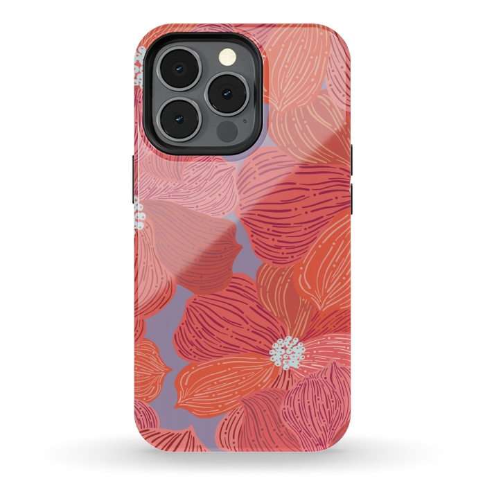 iPhone 13 pro StrongFit Coral floral by Nina Leth