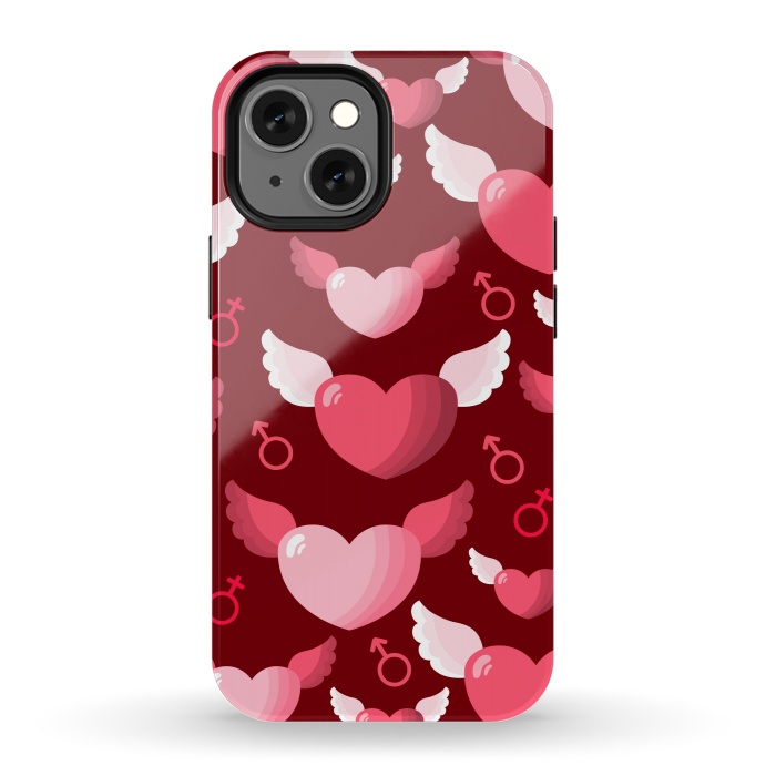 iPhone 13 mini StrongFit HEARTS FEATHERS PATTERN by MALLIKA
