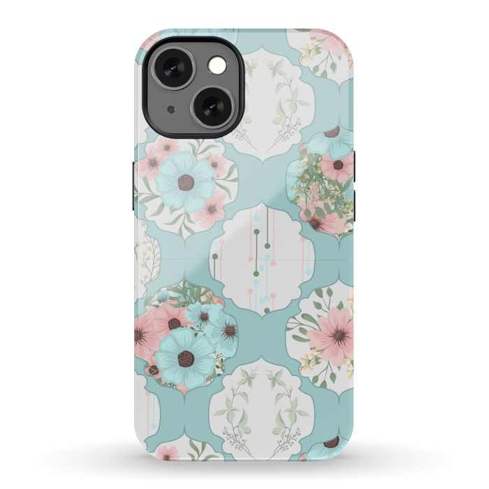 iPhone 13 StrongFit BLUE FLORAL PATCHWORK  by MALLIKA