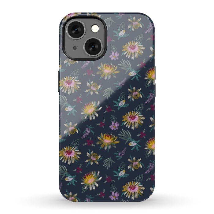 iPhone 13 StrongFit Blue Floral by Tishya Oedit