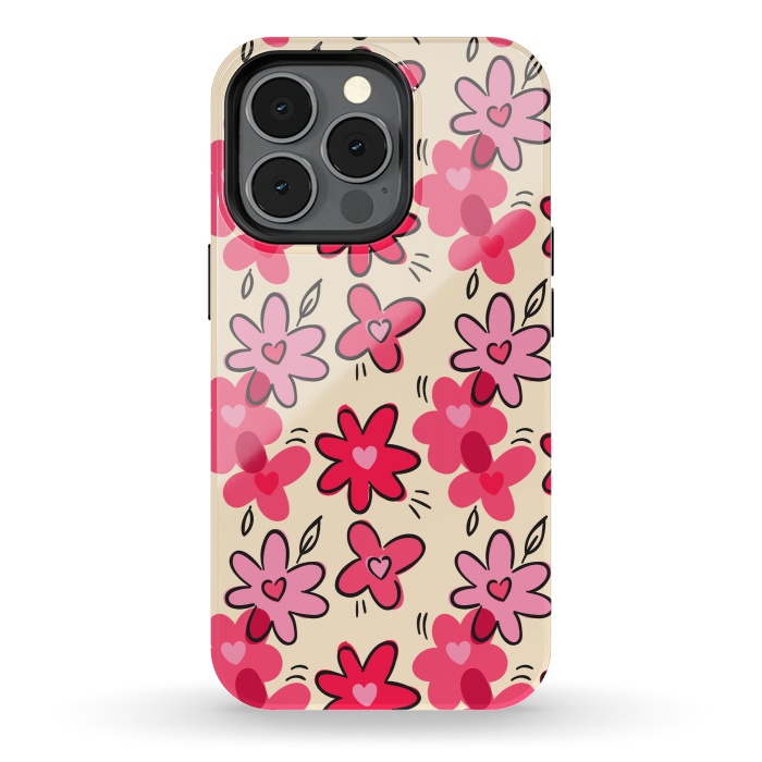 iPhone 13 pro StrongFit FLORAL HEART PATTERN by MALLIKA