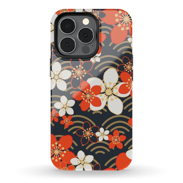 iPhone 13 pro StrongFit white floral ethnic pattern 2  by MALLIKA