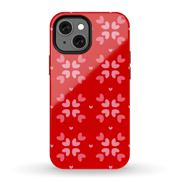 iPhone 13 mini StrongFit cute hearts red pattern by MALLIKA