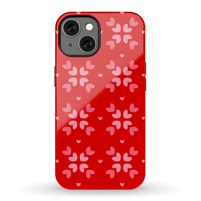 iPhone 13 StrongFit cute hearts red pattern by MALLIKA