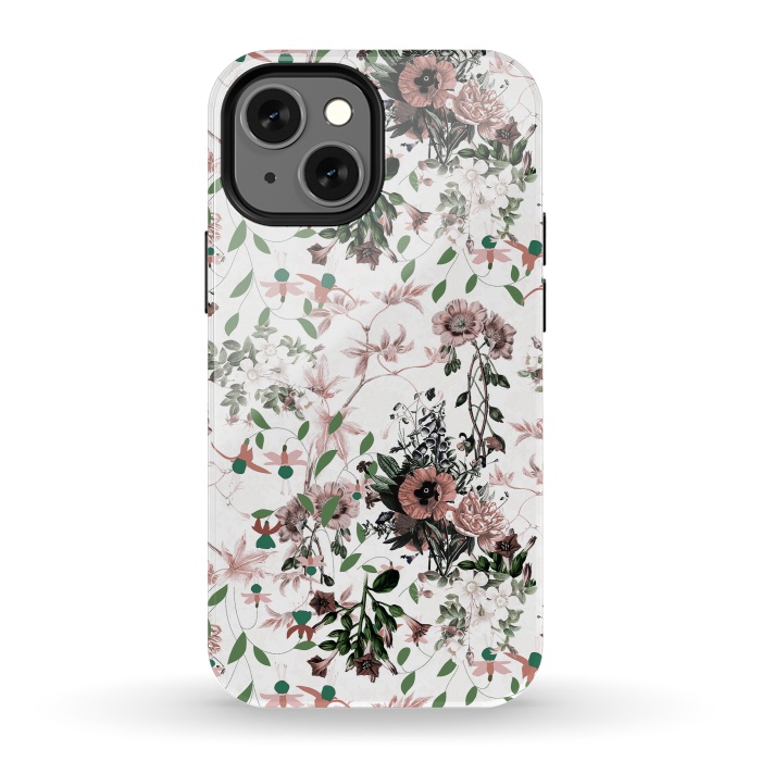 iPhone 13 mini StrongFit Pastel pink wild flower meadow by Oana 