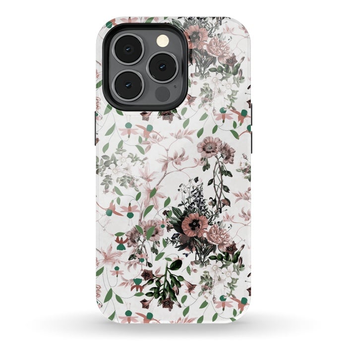 iPhone 13 pro StrongFit Pastel pink wild flower meadow by Oana 