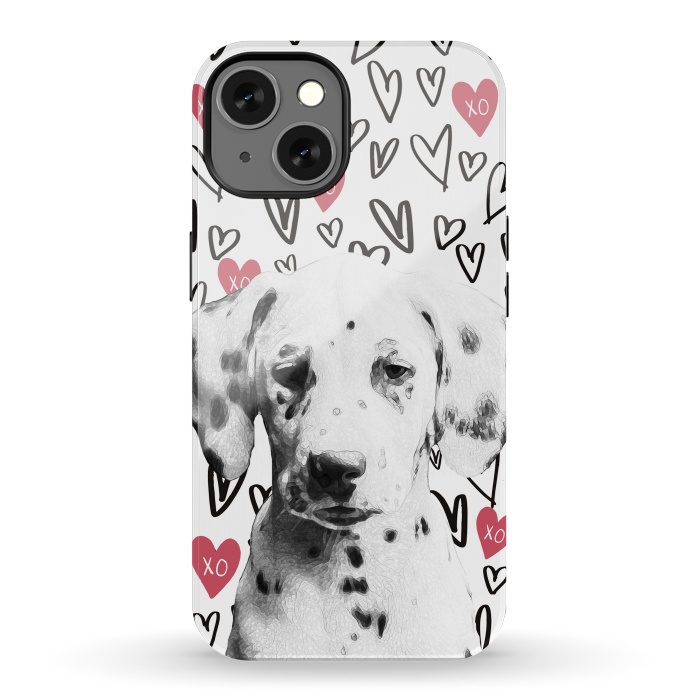 iPhone 13 StrongFit Cute Dalmatian and hearts Valentine's day by Oana 