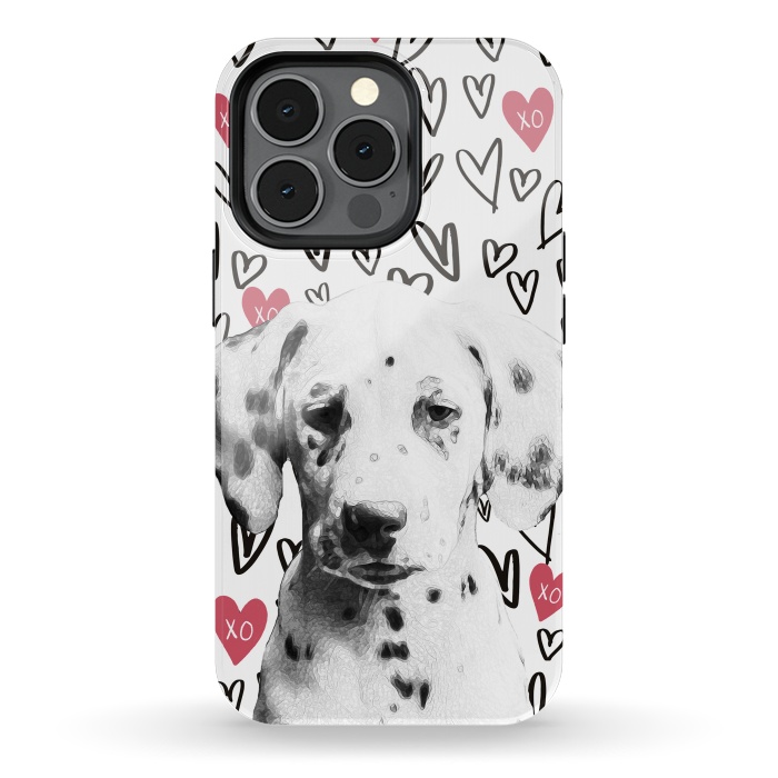 iPhone 13 pro StrongFit Cute Dalmatian and hearts Valentine's day by Oana 