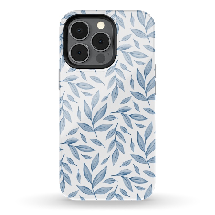 iPhone 13 pro StrongFit blue leaves by Alena Ganzhela