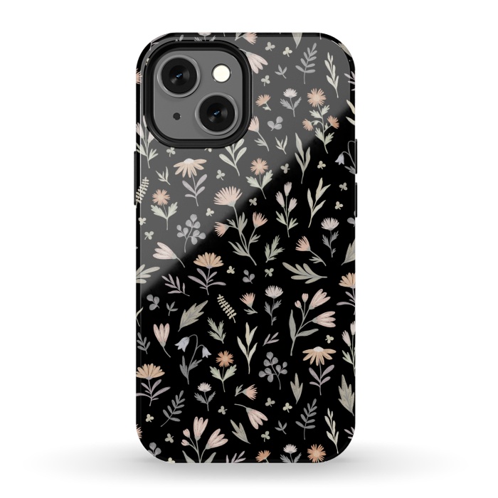 iPhone 13 mini StrongFit gentle flora on a black by Alena Ganzhela