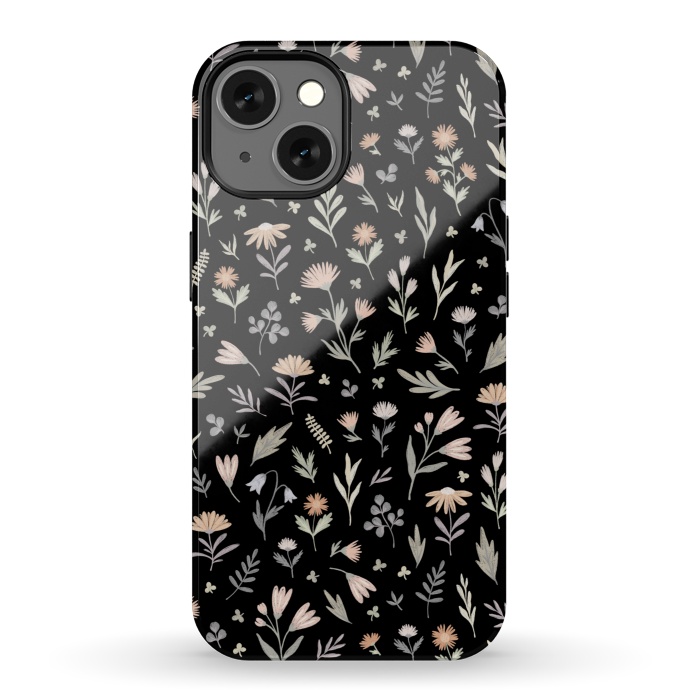 iPhone 13 StrongFit gentle flora on a black by Alena Ganzhela