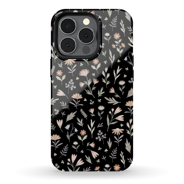 iPhone 13 pro StrongFit gentle flora on a black by Alena Ganzhela