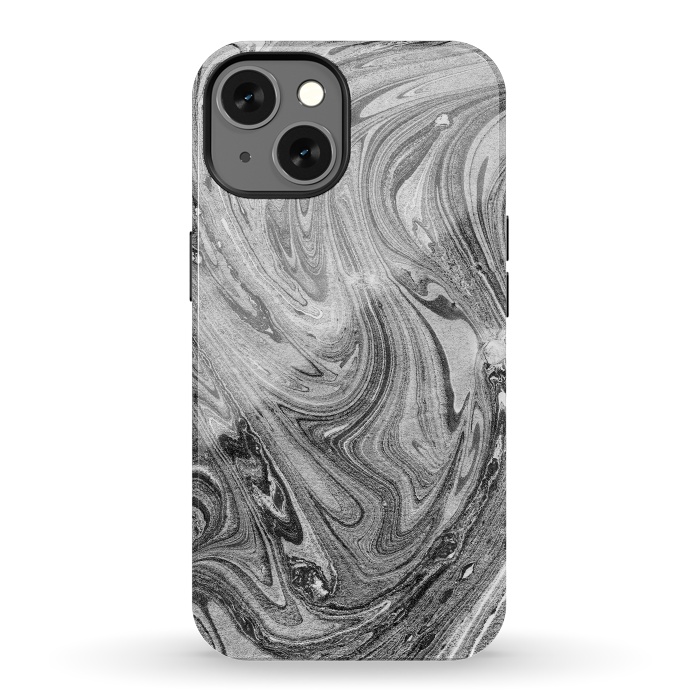 iPhone 13 StrongFit Dark grey marble swirl by Oana 