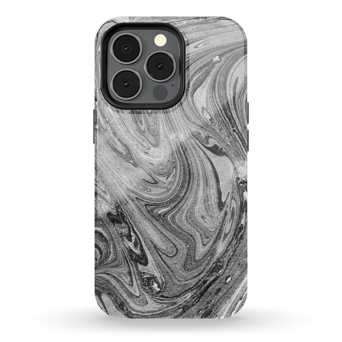 iPhone 13 pro StrongFit Dark grey marble swirl by Oana 