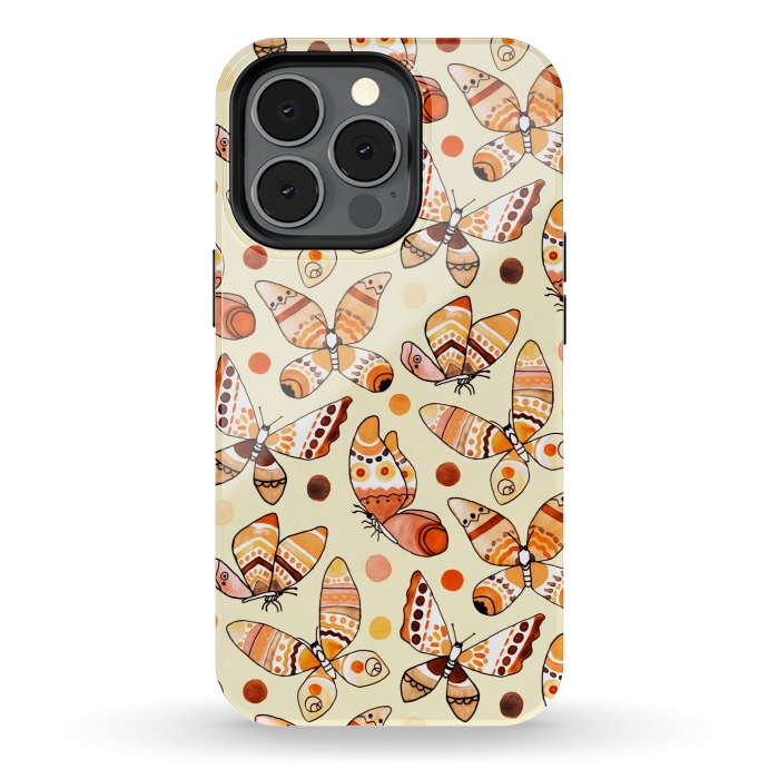 iPhone 13 pro StrongFit Earth Toned Watercolor Butterflies  by Tigatiga