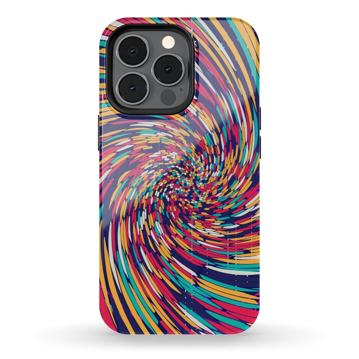 iPhone 13 pro StrongFit multi colour spiral print 2 by MALLIKA