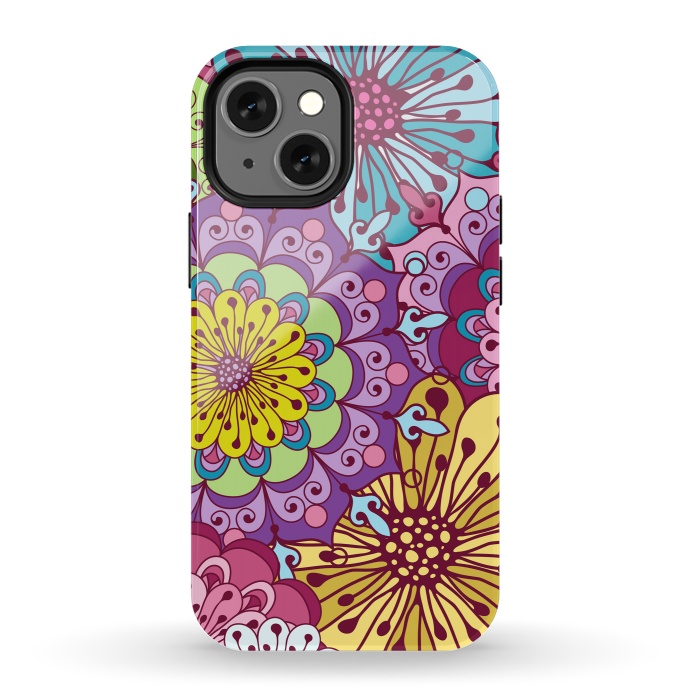 iPhone 13 mini StrongFit Brightly Colored Flowers by ArtsCase