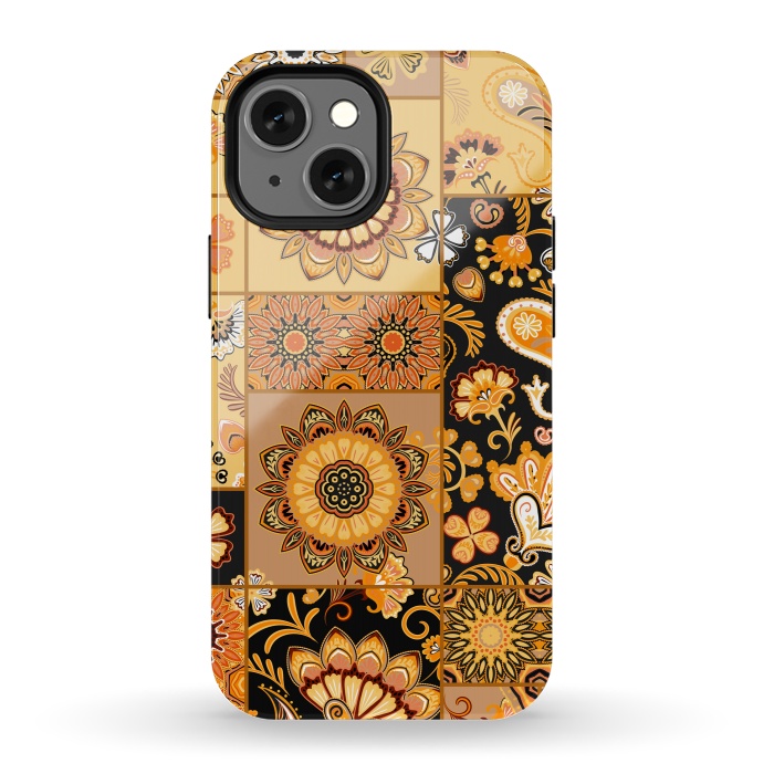 iPhone 13 mini StrongFit Patchwork with Paisley and Mandala in Colorful by ArtsCase