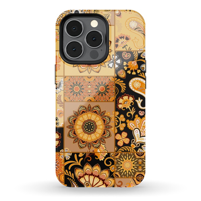 iPhone 13 pro StrongFit Patchwork with Paisley and Mandala in Colorful by ArtsCase