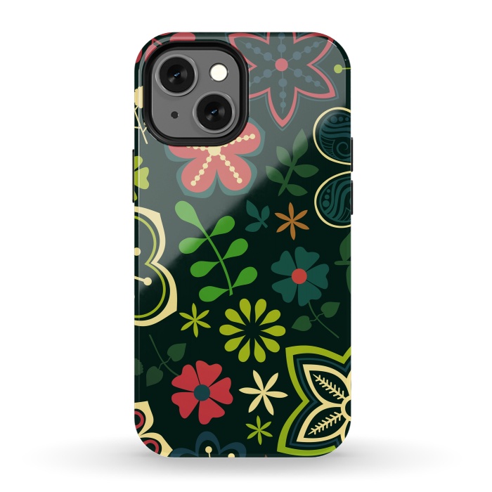 iPhone 13 mini StrongFit Seamless Flowers and Birds by ArtsCase
