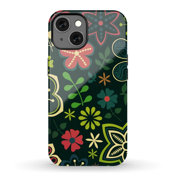 iPhone 13 StrongFit Seamless Flowers and Birds by ArtsCase