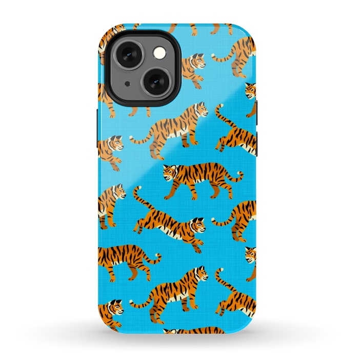 iPhone 13 mini StrongFit Bangel Tigers - Electric Blue  by Tigatiga
