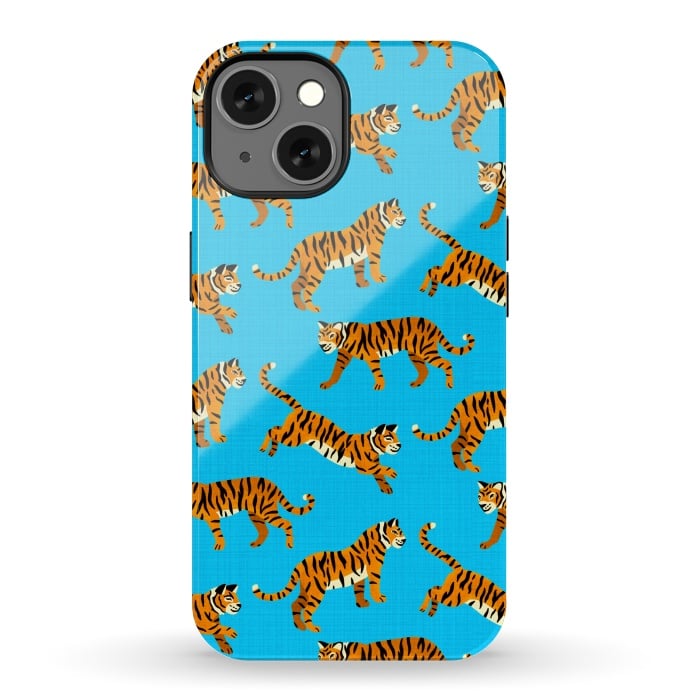 iPhone 13 StrongFit Bangel Tigers - Electric Blue  by Tigatiga