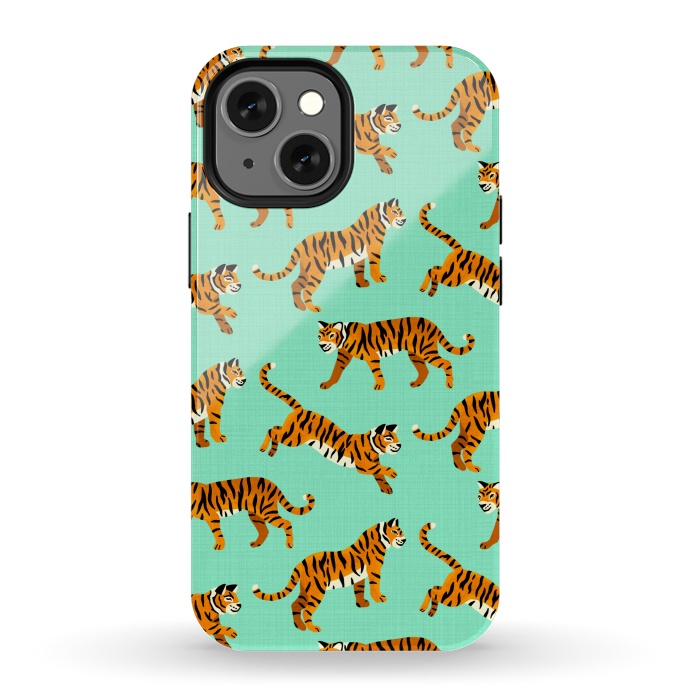 iPhone 13 mini StrongFit Bangel Tigers - Mint  by Tigatiga
