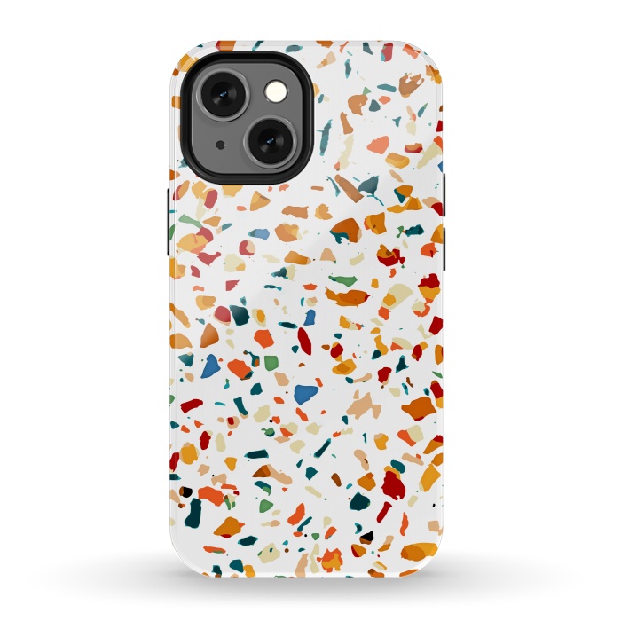 iPhone 13 mini StrongFit Tan Terrazzo | Eclectic Quirky Confetti Painting | Celebration Colorful Boho Happy Party Graphic  by Uma Prabhakar Gokhale