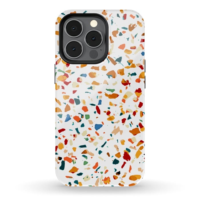 iPhone 13 pro StrongFit Tan Terrazzo | Eclectic Quirky Confetti Painting | Celebration Colorful Boho Happy Party Graphic  by Uma Prabhakar Gokhale