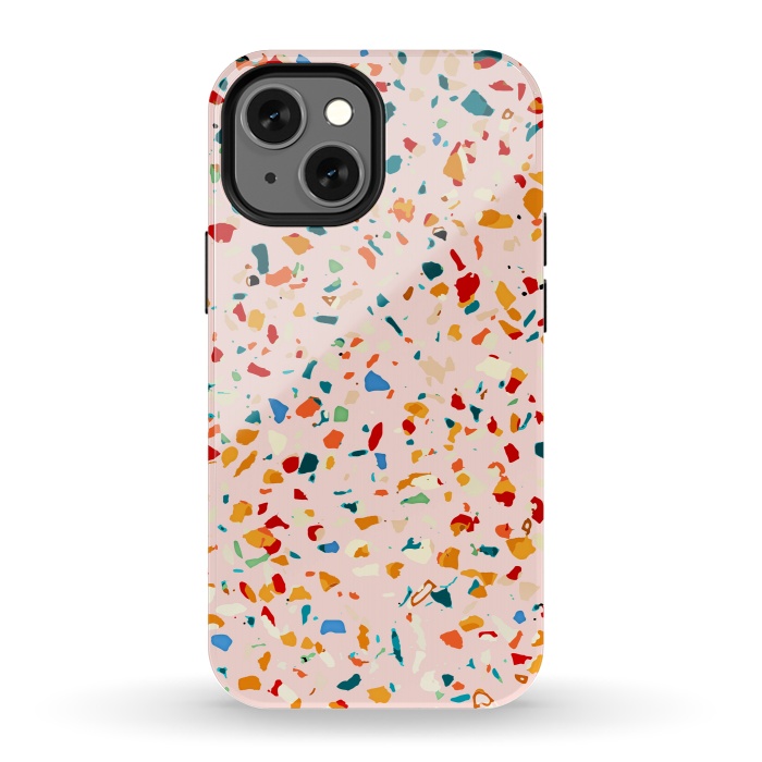 iPhone 13 mini StrongFit Blush Terrazzo | Pink Eclectic Speckles | Abstract Confetti Painting | Chic Bohemian Illustration by Uma Prabhakar Gokhale