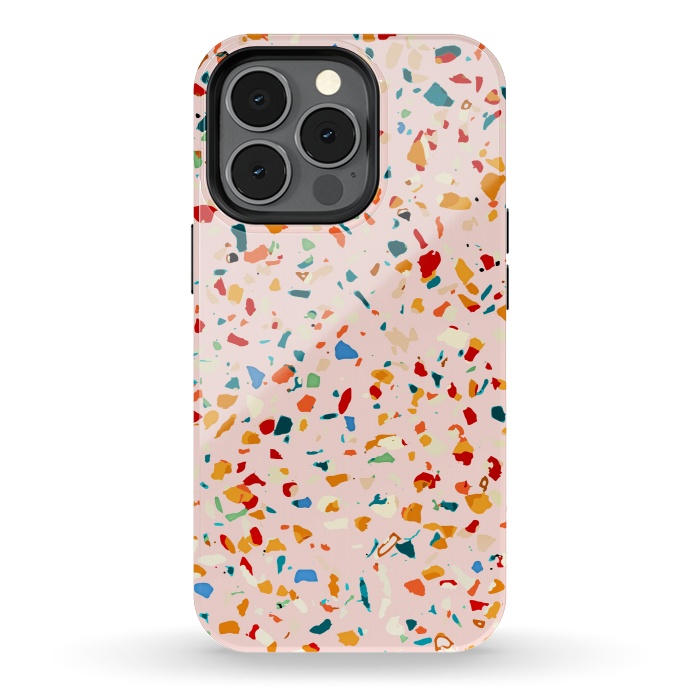 iPhone 13 pro StrongFit Blush Terrazzo | Pink Eclectic Speckles | Abstract Confetti Painting | Chic Bohemian Illustration by Uma Prabhakar Gokhale