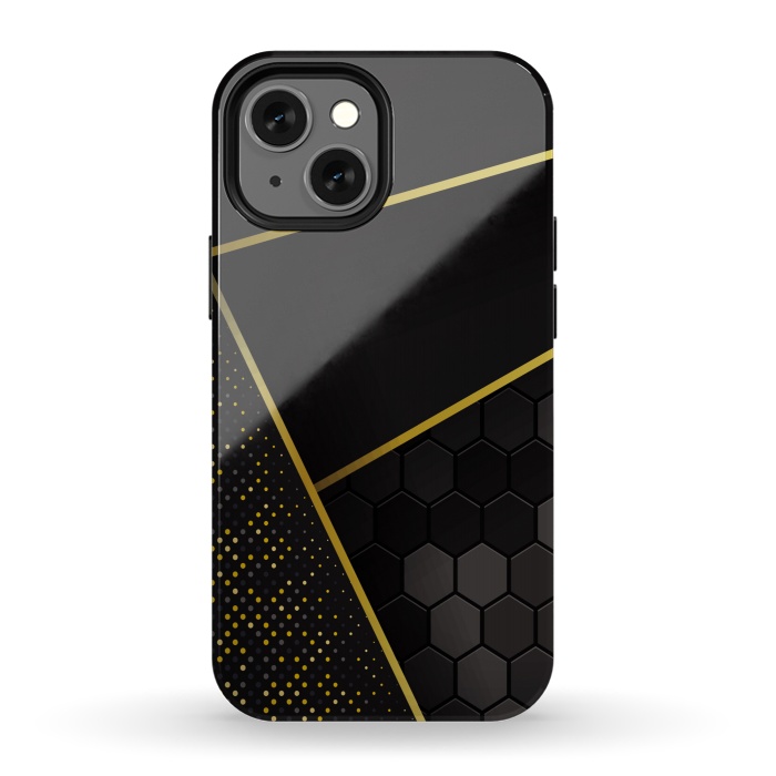 iPhone 13 mini StrongFit black gold geometrical art by haroulita