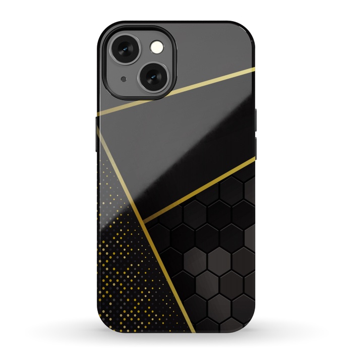iPhone 13 StrongFit black gold geometrical art by haroulita